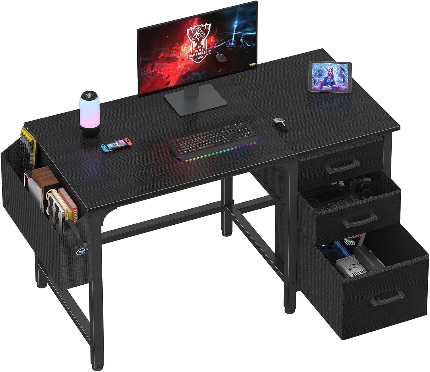 Computer Desk with File Drawers Cabinet, 47 Inch Reversible Home Office Desks with Filing Cabinet for Small Space