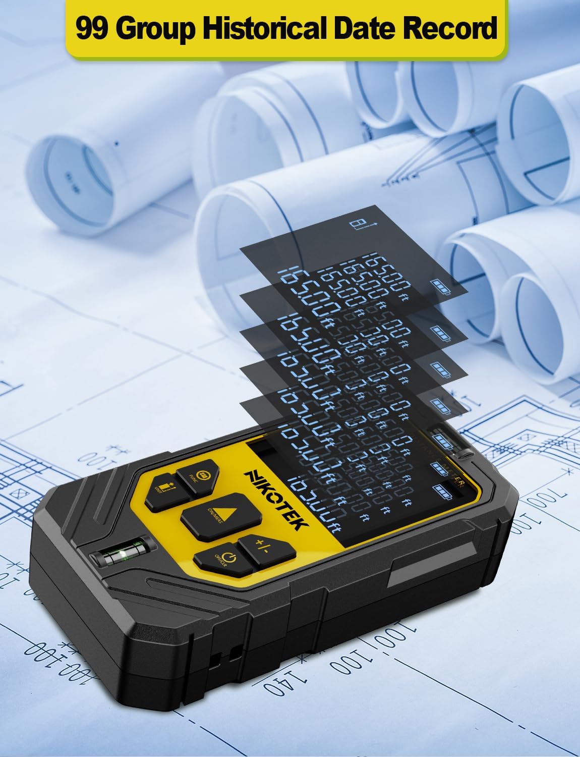 Laser Measure, NIKOTEK Laser Distance Meter with 2 Bubble Levels and LCD Backlit