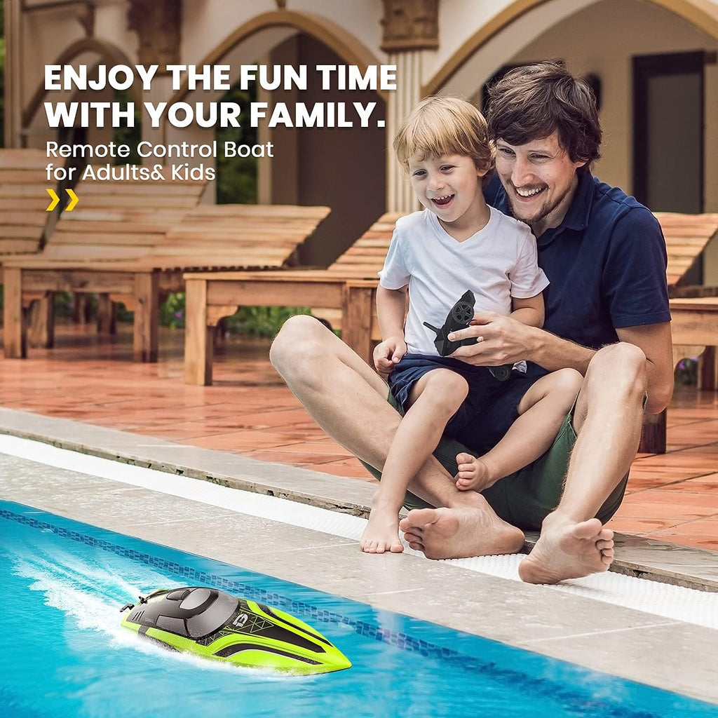 14-Inch High Speed RC Boat, 20+ MPH, Auto Self-Righting, 2 Batteries | Fast Remote Control Boat for Pool & Lake
