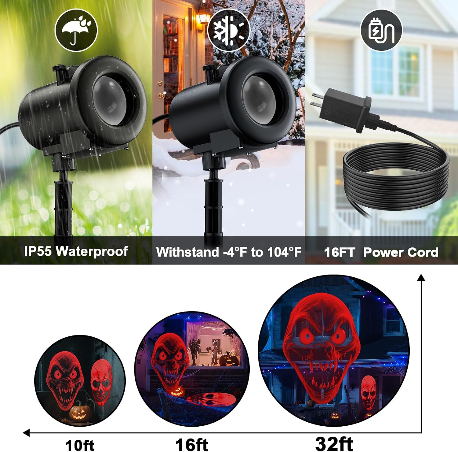 12 in 1 Halloween Projector Outdoor,3D Dynamic Halloween Decorations,Clearer