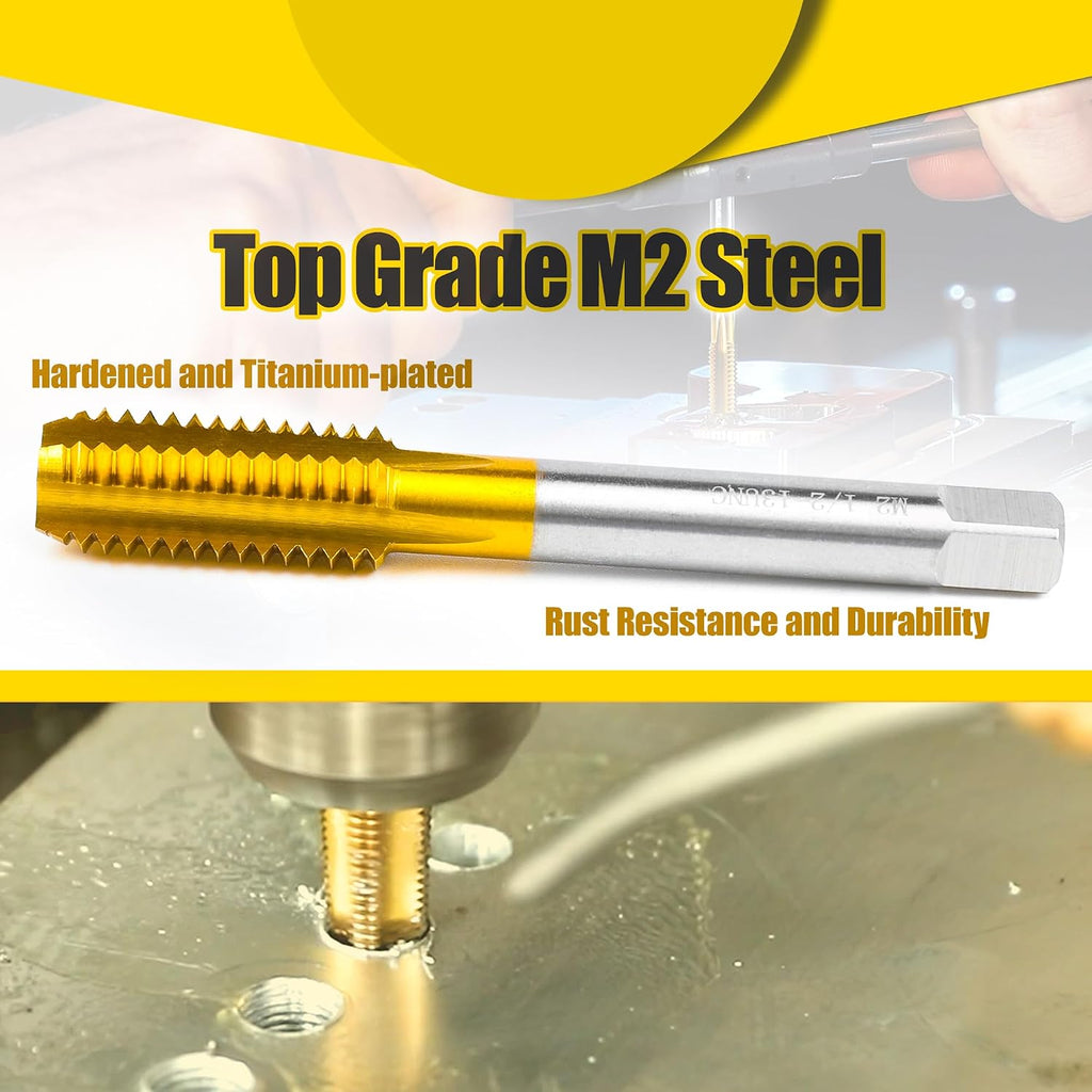 1Pc 1/2"-13 UNC Thread Tap for Metal,M2 HSS Bottom Threading Hand Tap
