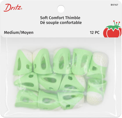 Soft Comfort Thimbles, Medium, Green, 12 pc