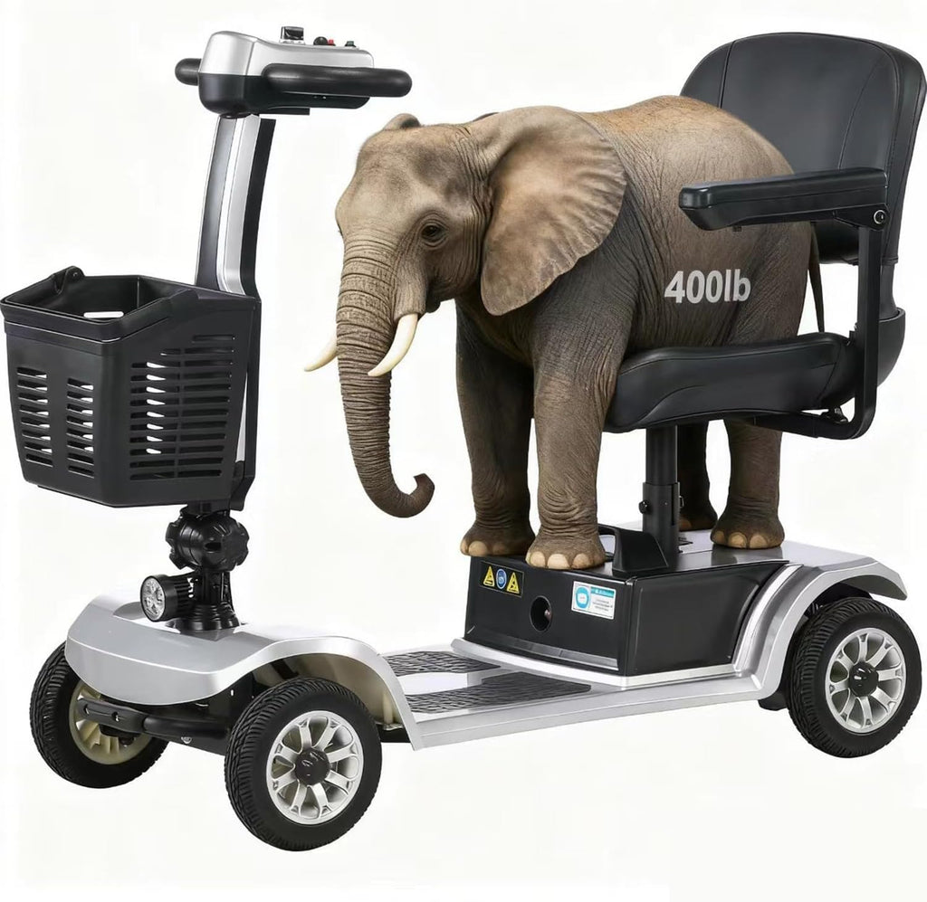 Long Range 4 Wheel Electric Mobility Scooter - 400 lb Weight Capacity, Collapsible & Compact for Travel, Equipped