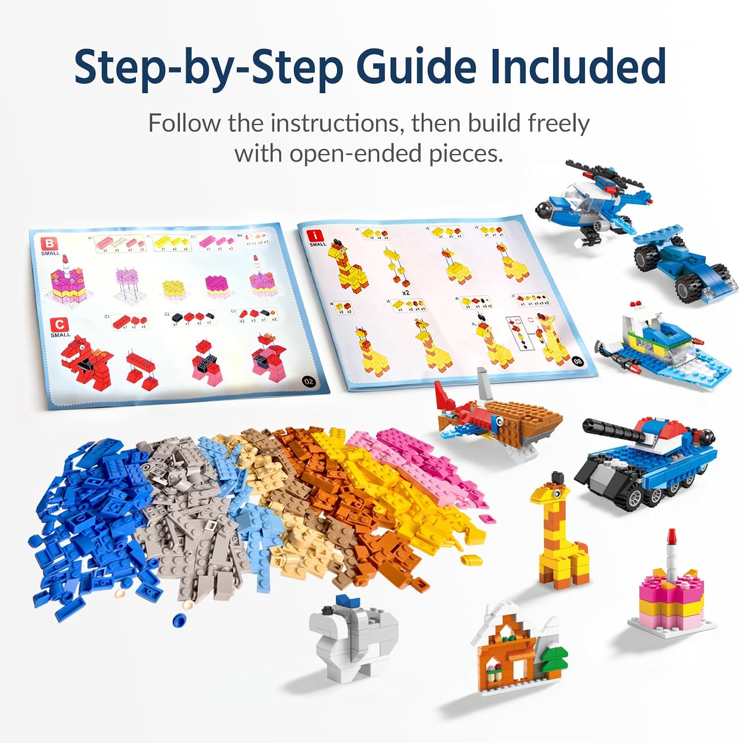 1100 PCS Building Blocks for Kids 6-12, STEM Learning Bulk Bricks Set, 147 Shapes 17 Colors, Compatible with All