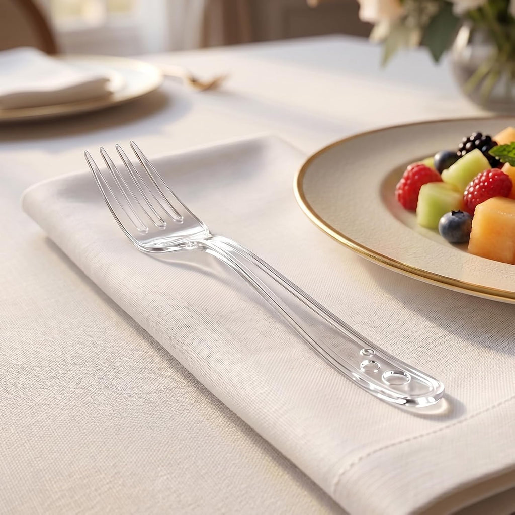 1000 Count Plastic Forks Heavy Duty, Plastic Silverware Clear Forks, Premium Disposable Forks Bulk, BPA-Free, Heat
