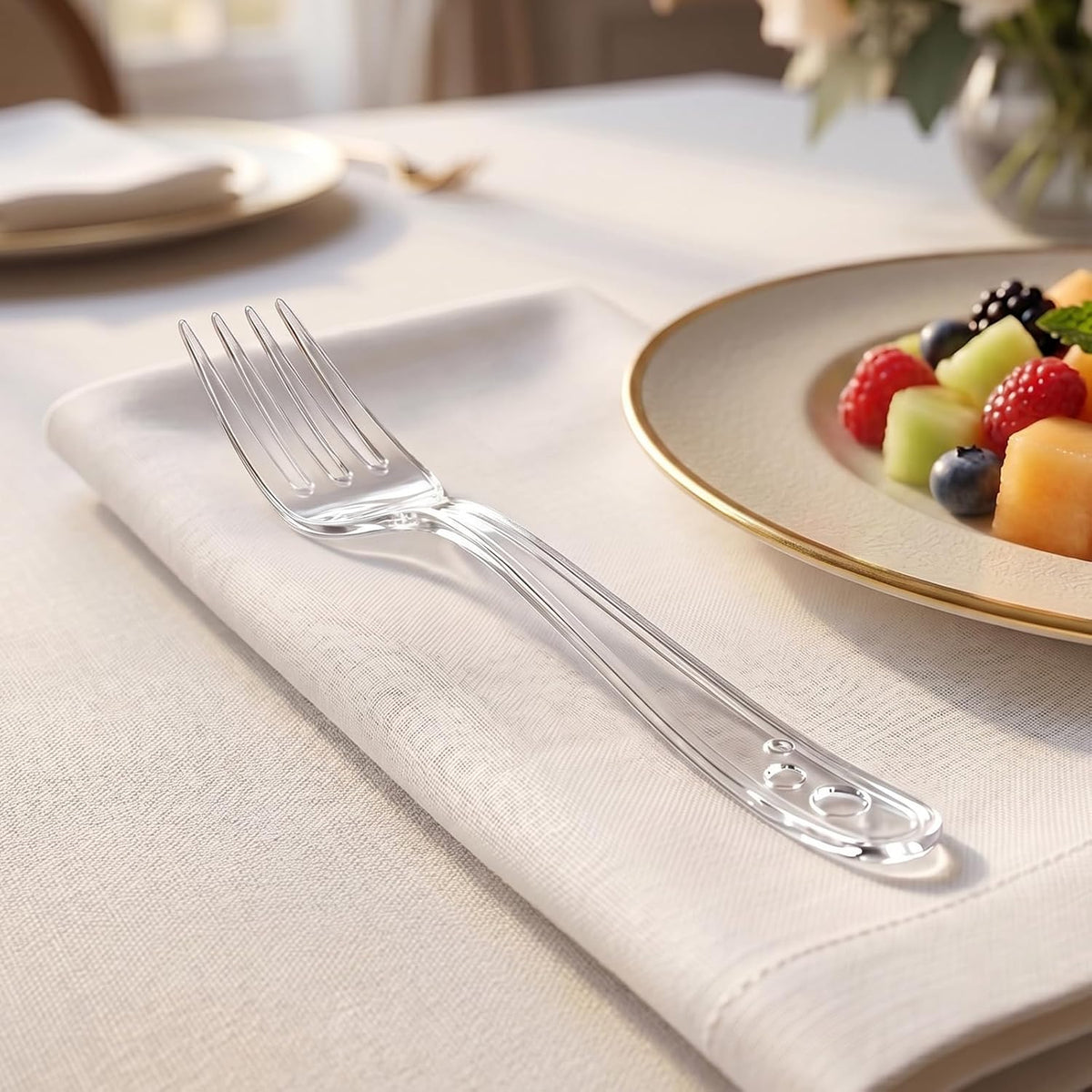 1000 Count Plastic Forks Heavy Duty, Plastic Silverware Clear Forks, Premium Disposable Forks Bulk, BPA-Free, Heat