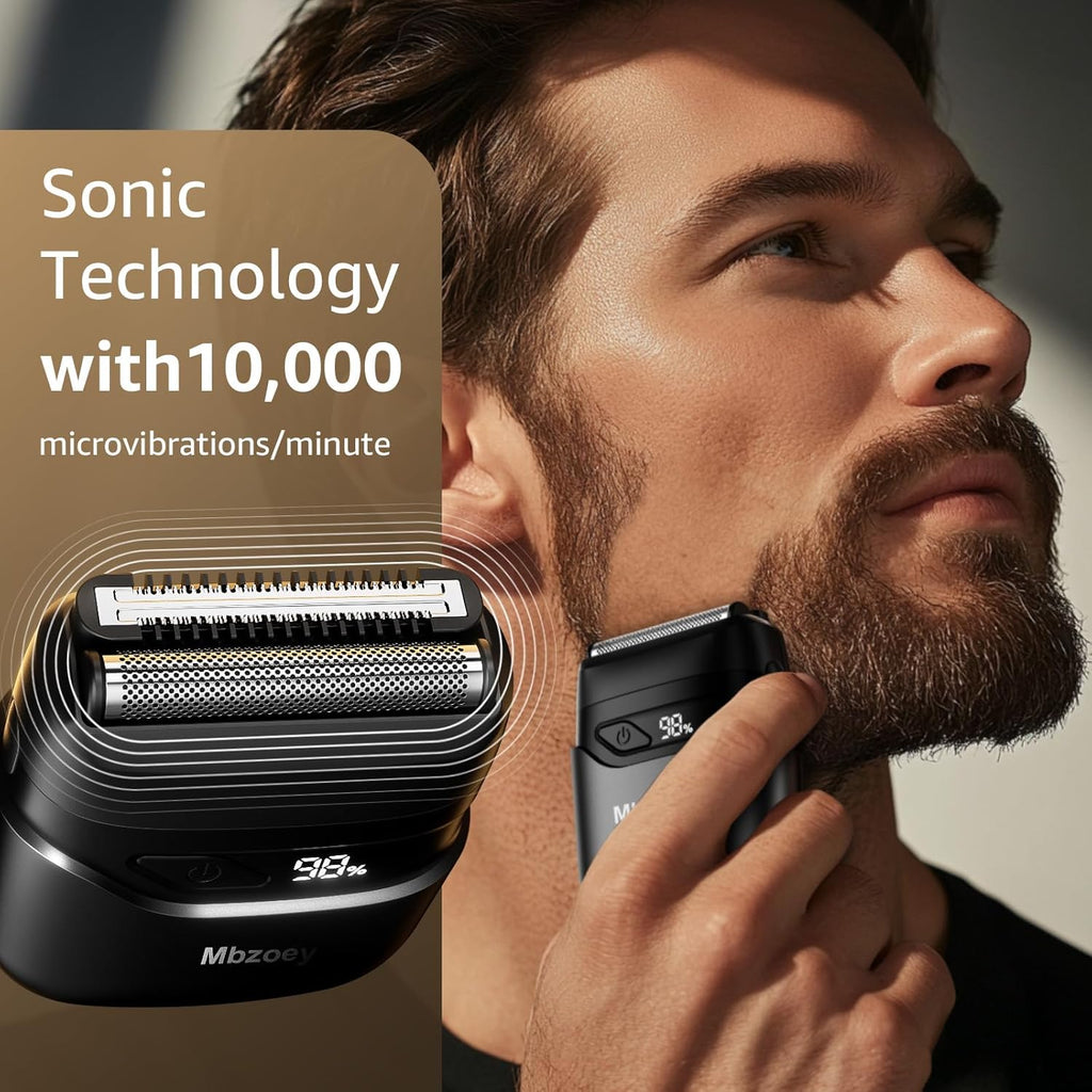 Electric Foil Shavers for Men: IPX7 Waterproof - Magnetic Cover | Mini Razor for Travel - Face Shaver with LED
