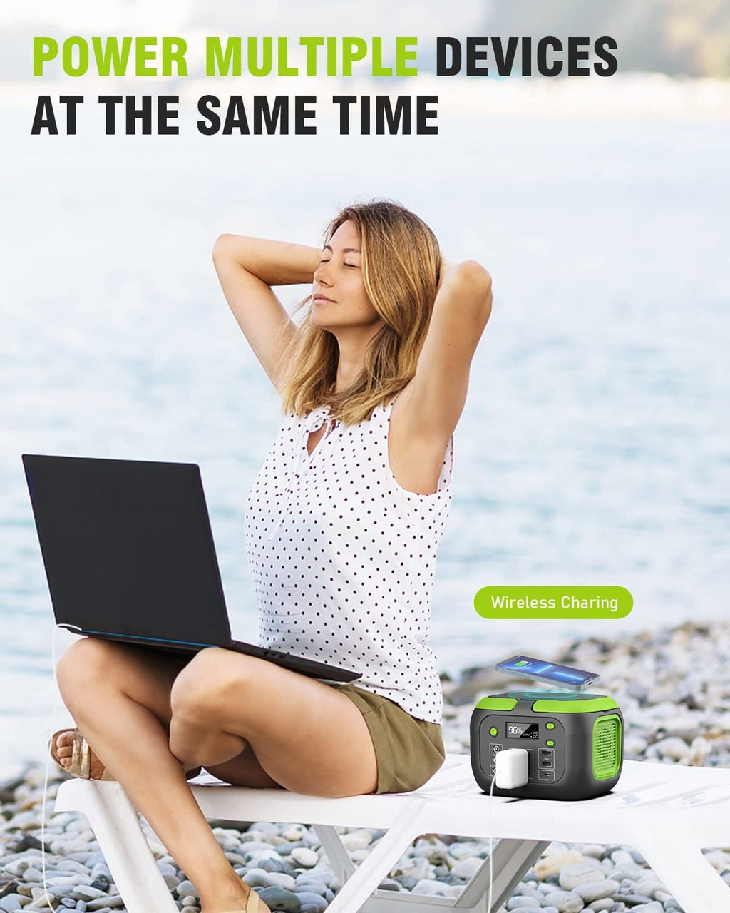 200W Portable Power Station, 42000mAh Solar Generator with 110V AC Outlet, DC, USB C, USB QC3.0, 155Wh Backup Battery