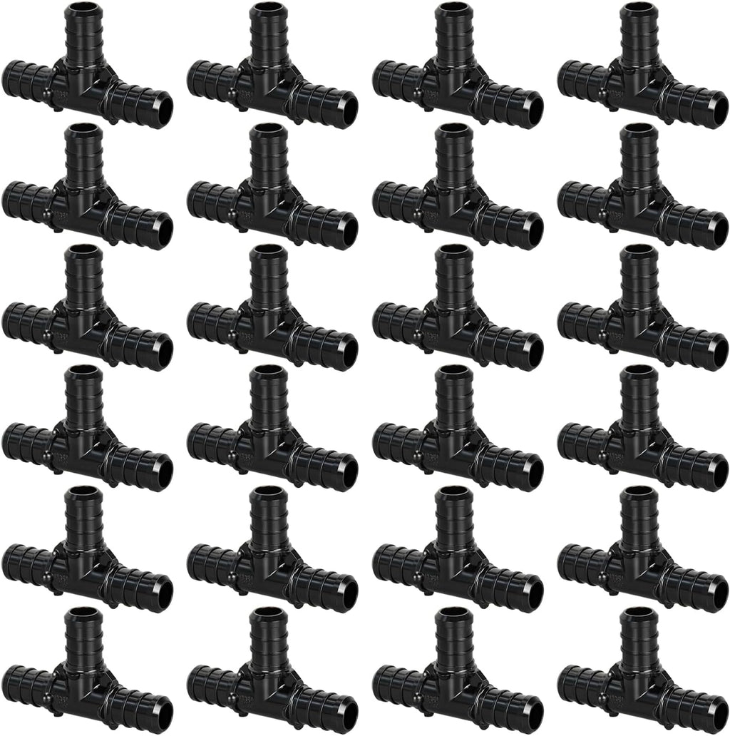 25pcs 1/2" Poly PPSU Barb Crimp PEX Tee Fittings, No Lead