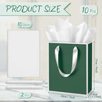 10 Pack Paper Gift Bags with Handle Tissue Paper, Green White
