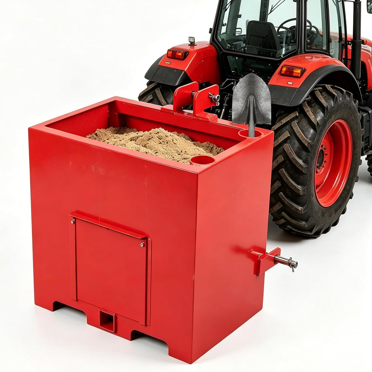 Ballast Box for Tractors with 800 LB Load Capacity and 5 Cu.ft Heavy Duty Steel Ballast Fits Category 1 Three Point