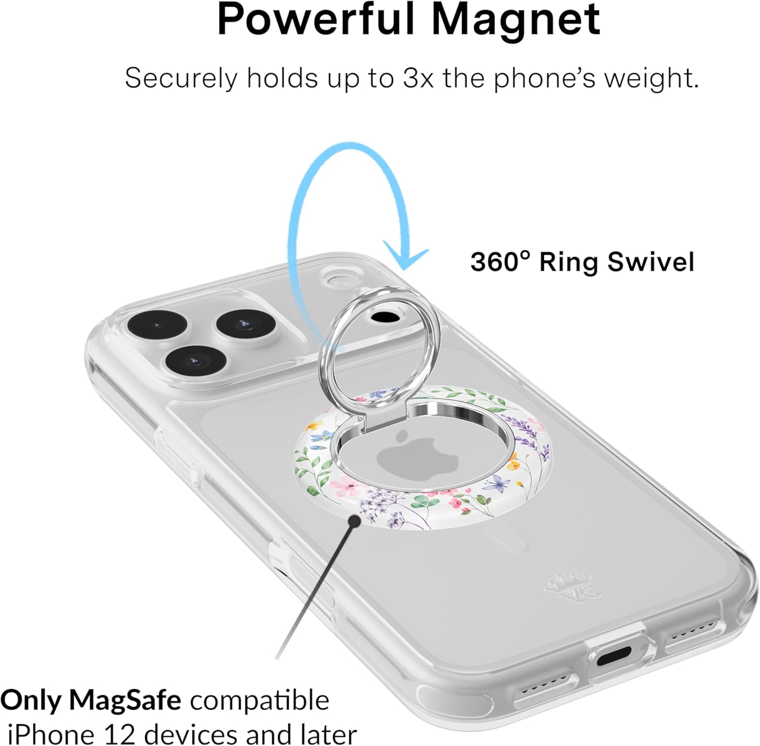 Compatible with MagSafe Phone Grip 2.0 | Cute Magnetic Ring Holder | Finger Loop Kickstand | Pop On Accessory for
