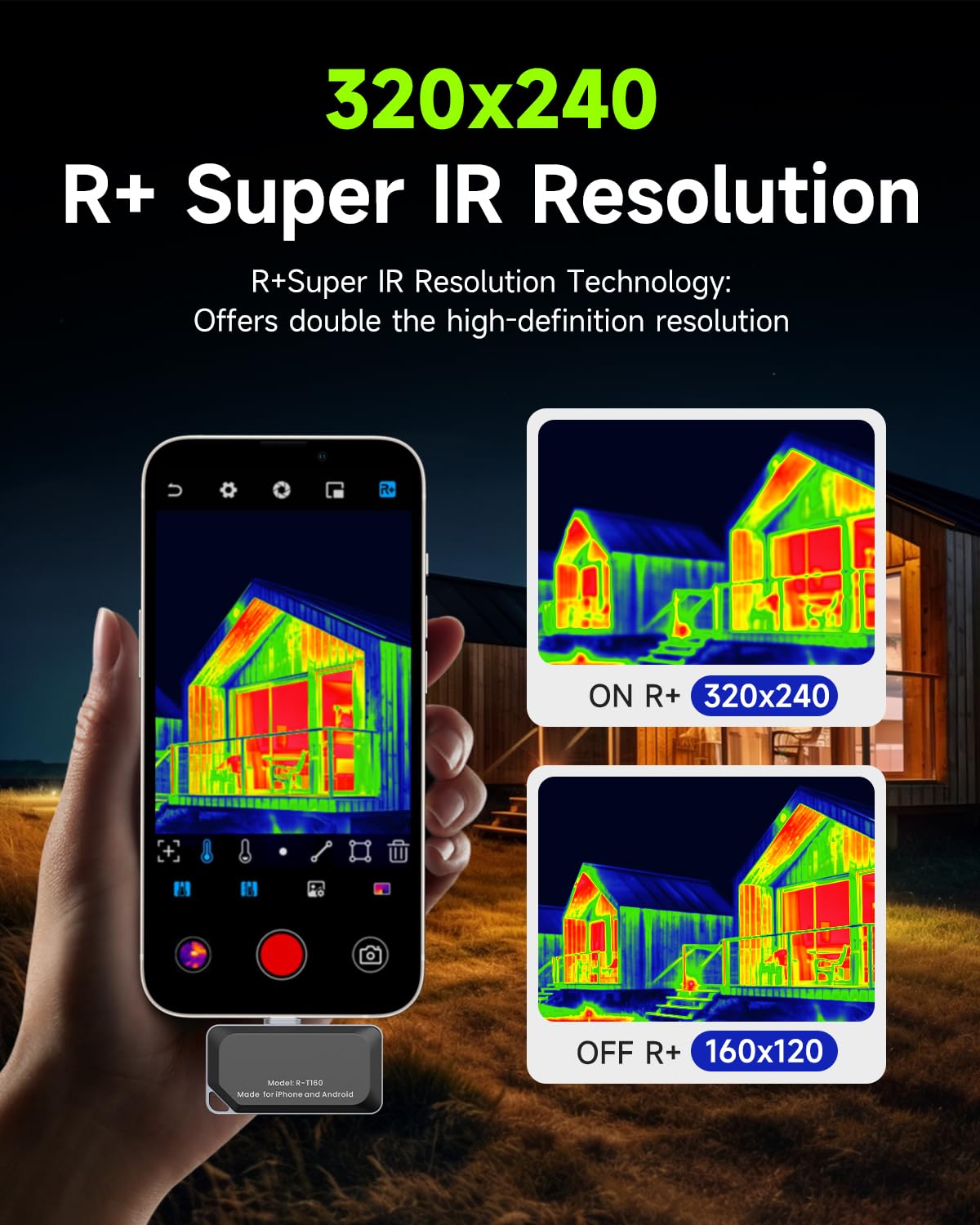 REVASRI Thermal Camera for iPhone and Android, 320×240 Super IR Resolution