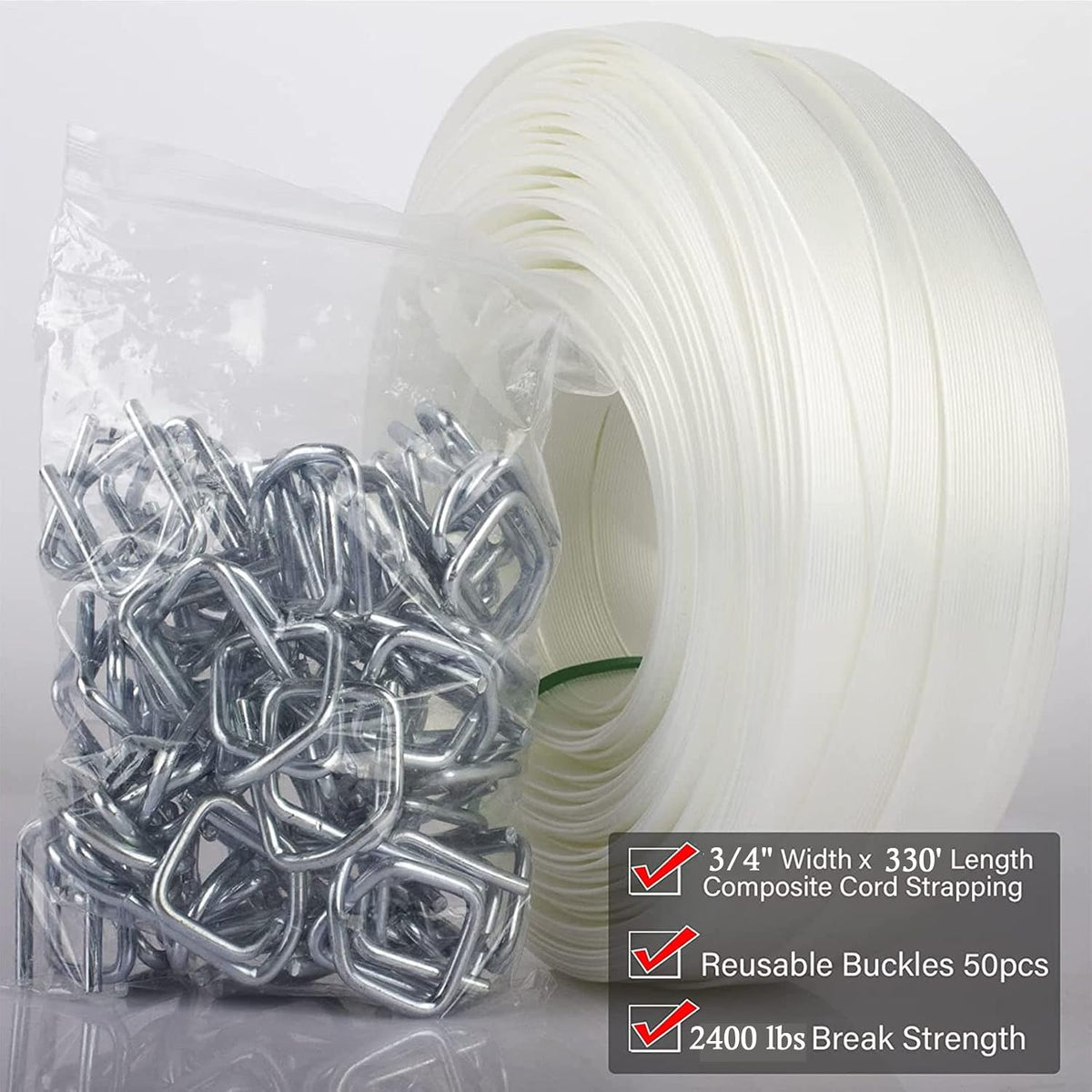 Composite Polyester Cord Strapping Kit, 3/4" x 330' Composite Polyester