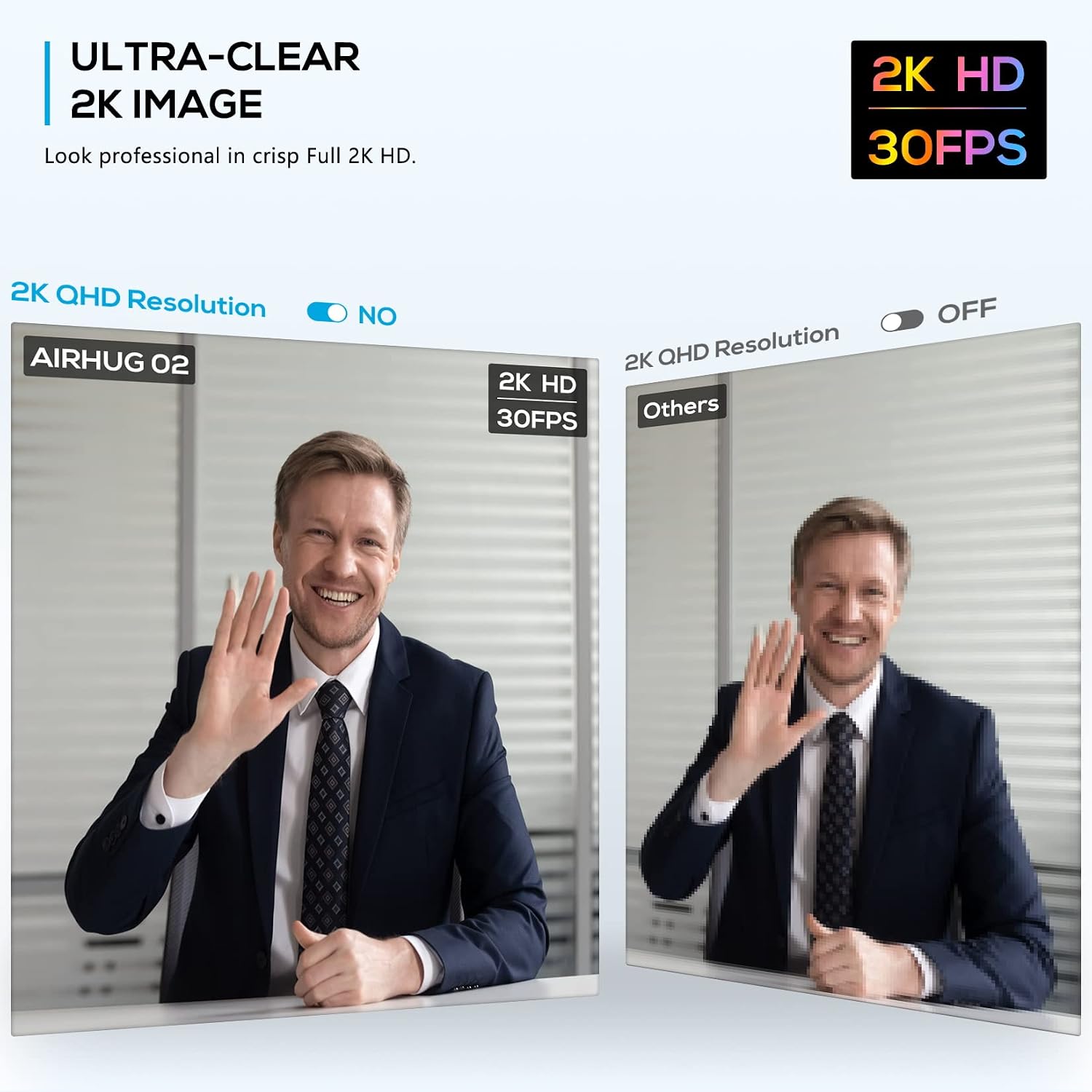 2K Webcam No Mic with Privacy Cover, USB Camera for Computer | Plug & Play, Without Audio, 78° Wide-Angle