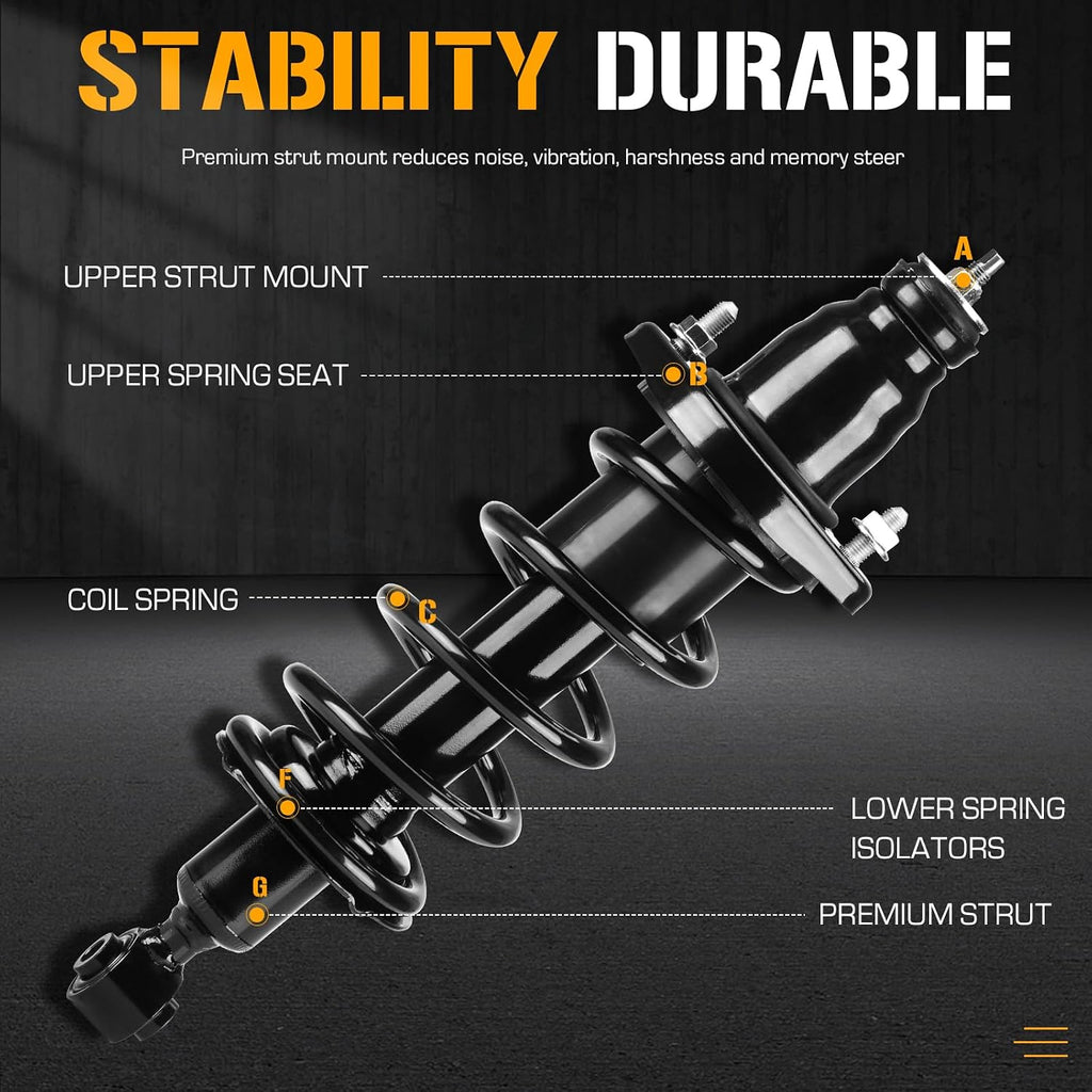 Rear Complete Struts Spring Assembly Shocks Absorbers for Honda Civic 2001 2002 2003 2004 2005 (Excludes 2.0L SI SIR Models), Replace 171340L 171340R, 2Pcs