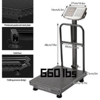 660lb Industrial Platform Scale with Removable Guardrail, LB/KG
