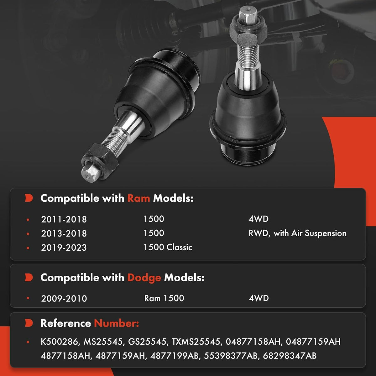 A-Premium Front Lower Ball Joint - Forge Steel, Compatible with Ram & Dodge
