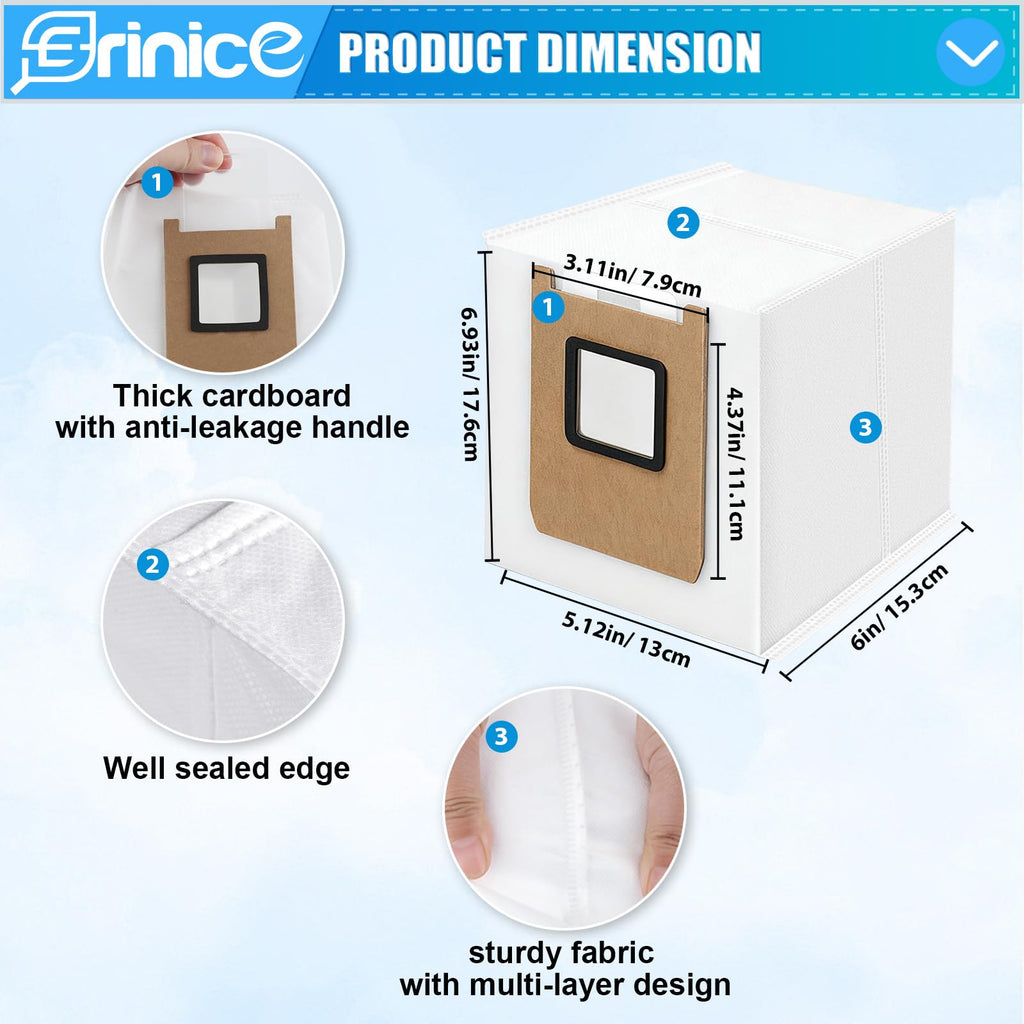 Erinice E25 Omni Dust Bags Replacement for Eufy E28 Omni Robot Dust Bag