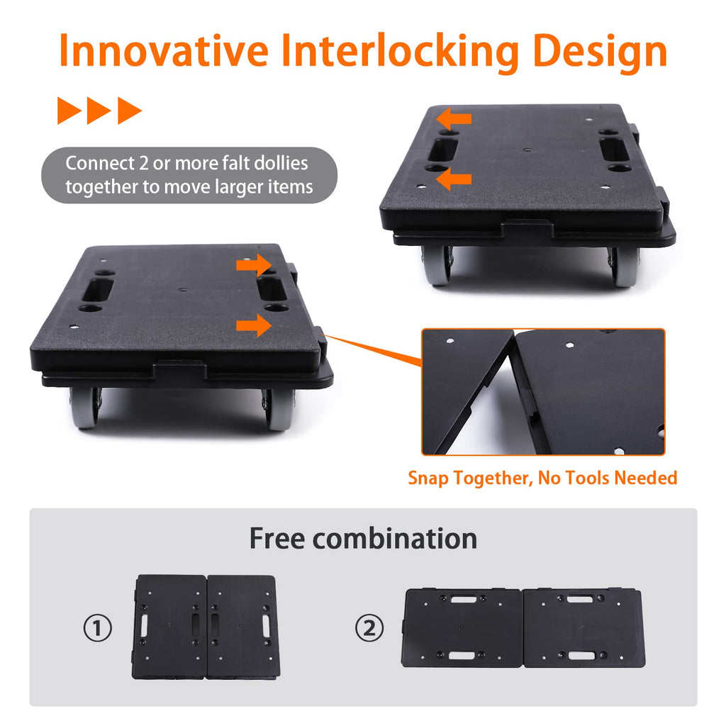 Moving Furniture Dolly 2-Pack, Connectable 500lbs Flat Cart