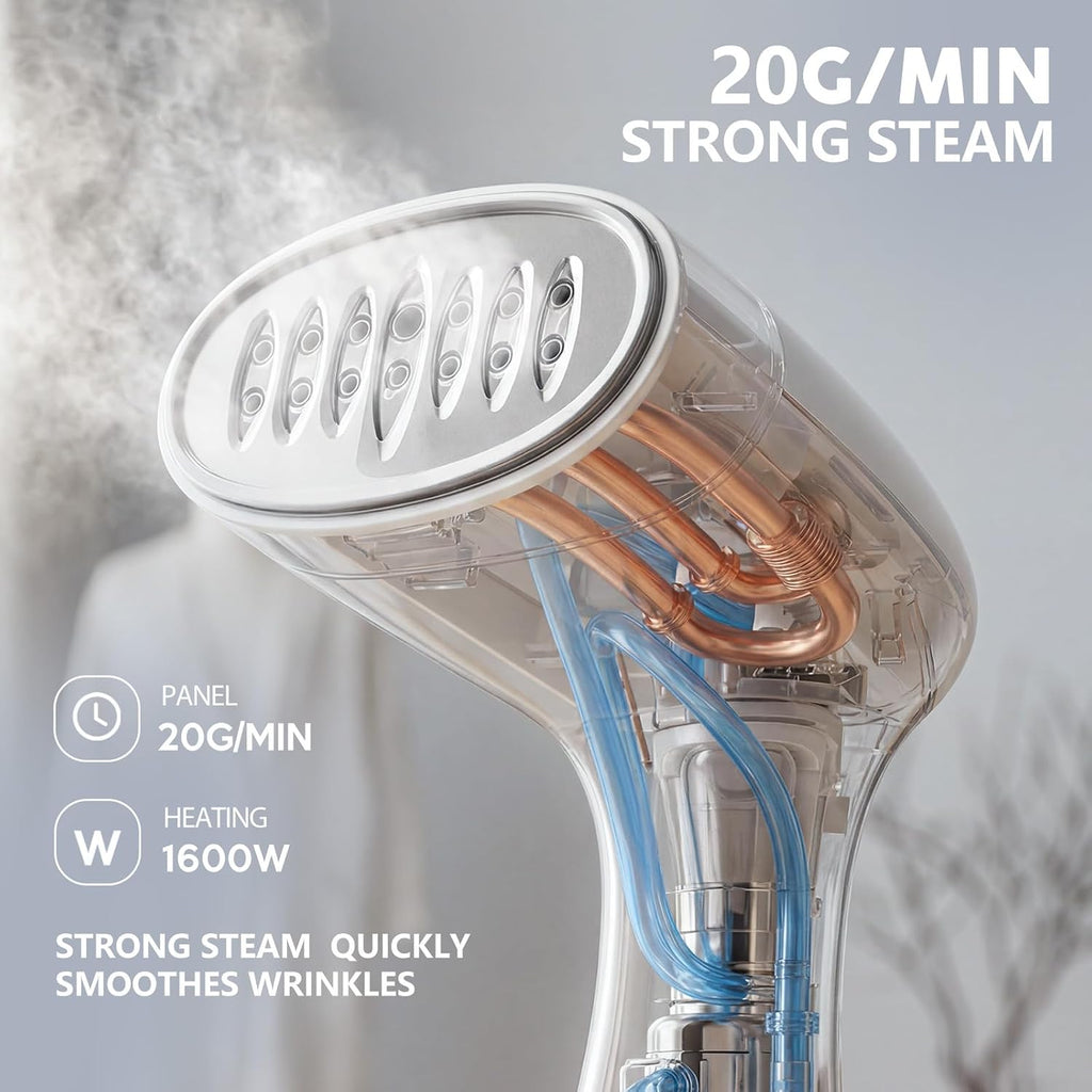 1600W Handheld Garment Steamer, Portable Electric Clothes Steam Iron with 3 Adjustable Steam Settings, Premium
