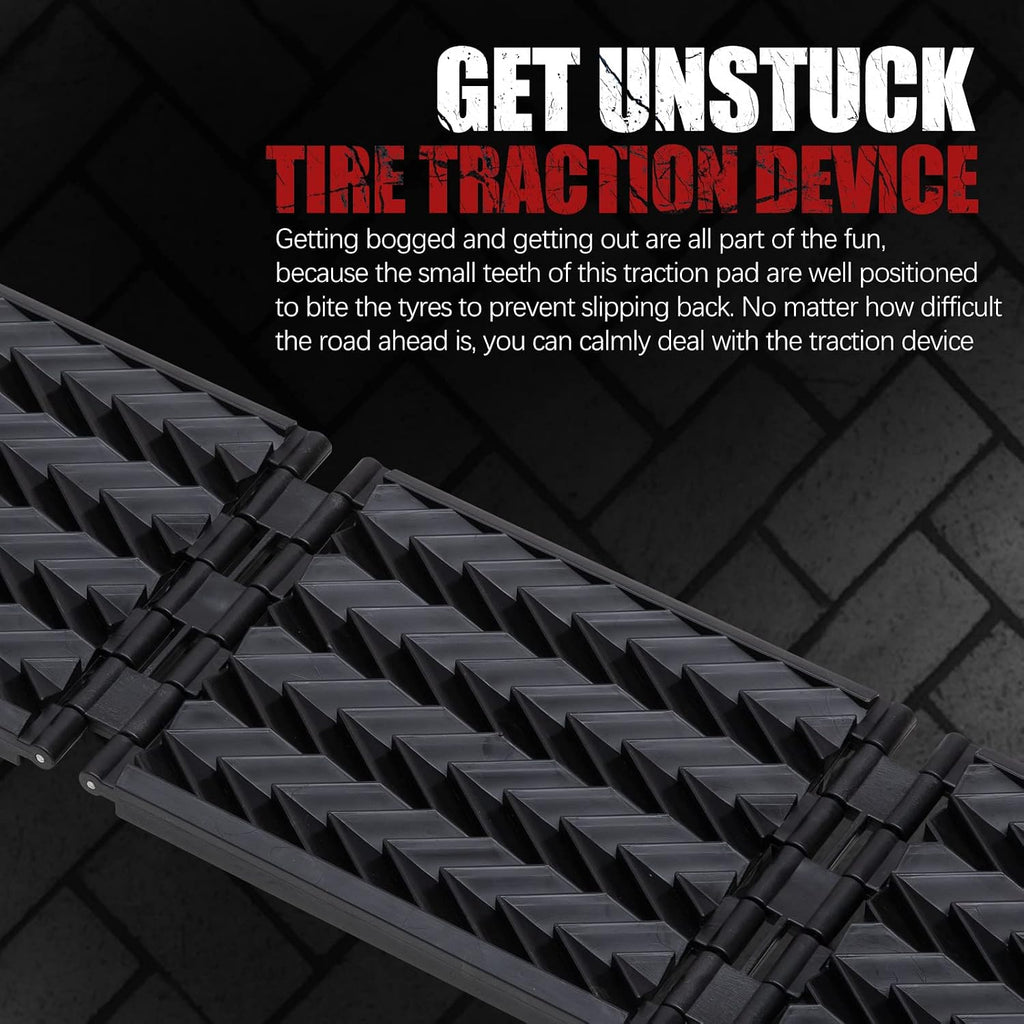 Tire Traction Mats Foldable, Portable Recovery Track Boards for Off Road 4X4 Snow, Ice, Emergency Tire Devices for