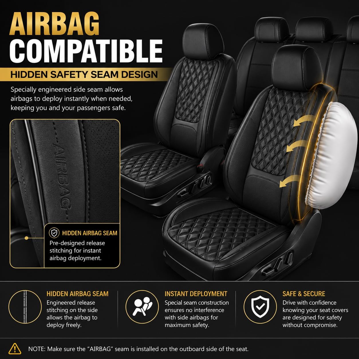 Car Seat Covers Full Set with Lumbar Support, Breathable Perforated PU Leather Seat Covers, Waterproof Seat