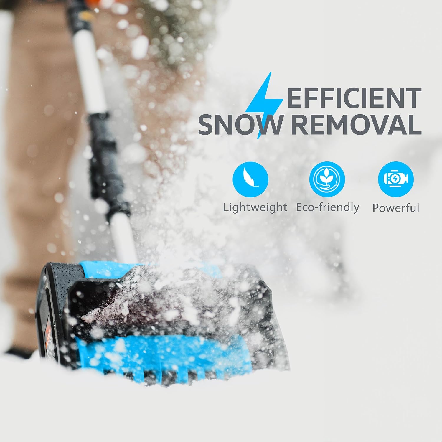 Cordless Snow Shovel, 20V 2Ah DC Electric Snow Thrower - Removable Battery, Lightweight Design, 10"x5" Clearing Path