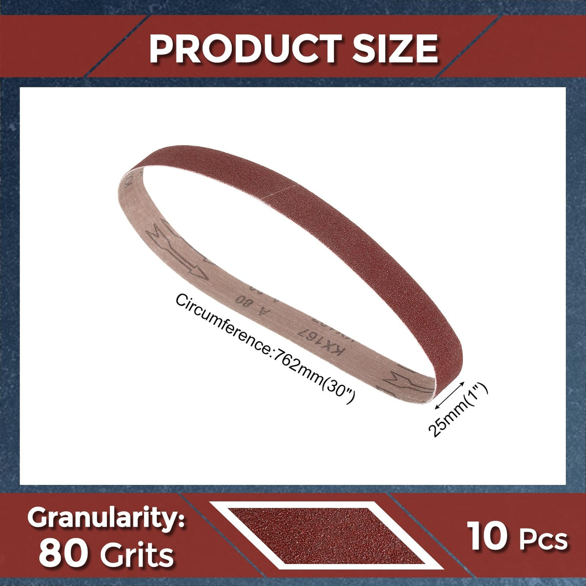 Kozelo 10 Pcs Sanding Belts 1 x 30 Inch 80 Grit Aluminum Oxide