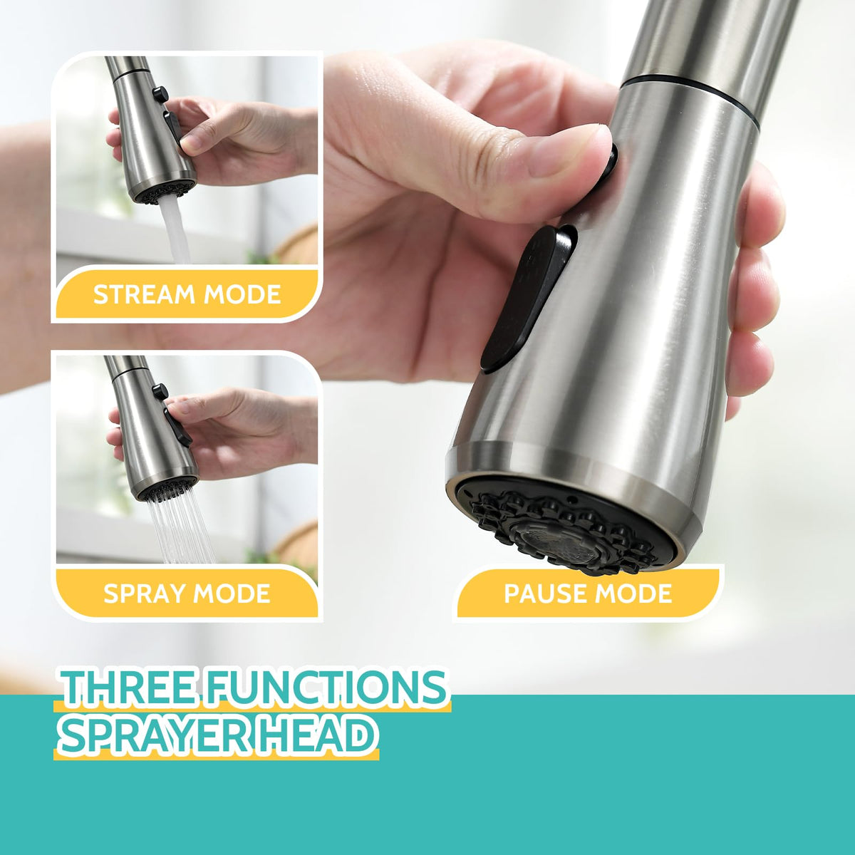 Touchless Kitchen Faucet with Pull Down Sprayer Brushed Nickel, Side Motion Sensor Kitchen Touchless Faucet with