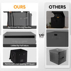 Set of 3 Stackable Vinyl Record Storage Boxes - Non-Woven LP Record Holder Crates with Lids, Handles & Label Slots