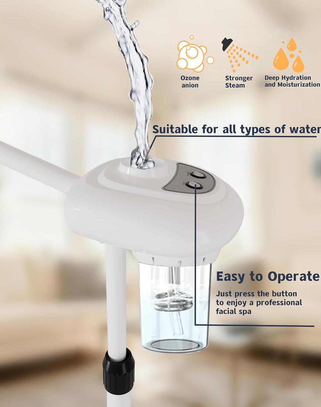 Professional Facial Steamer with Magnifying Lamp | Nano Ionic Face Steamer for Esthetician & Home Spa, Portable