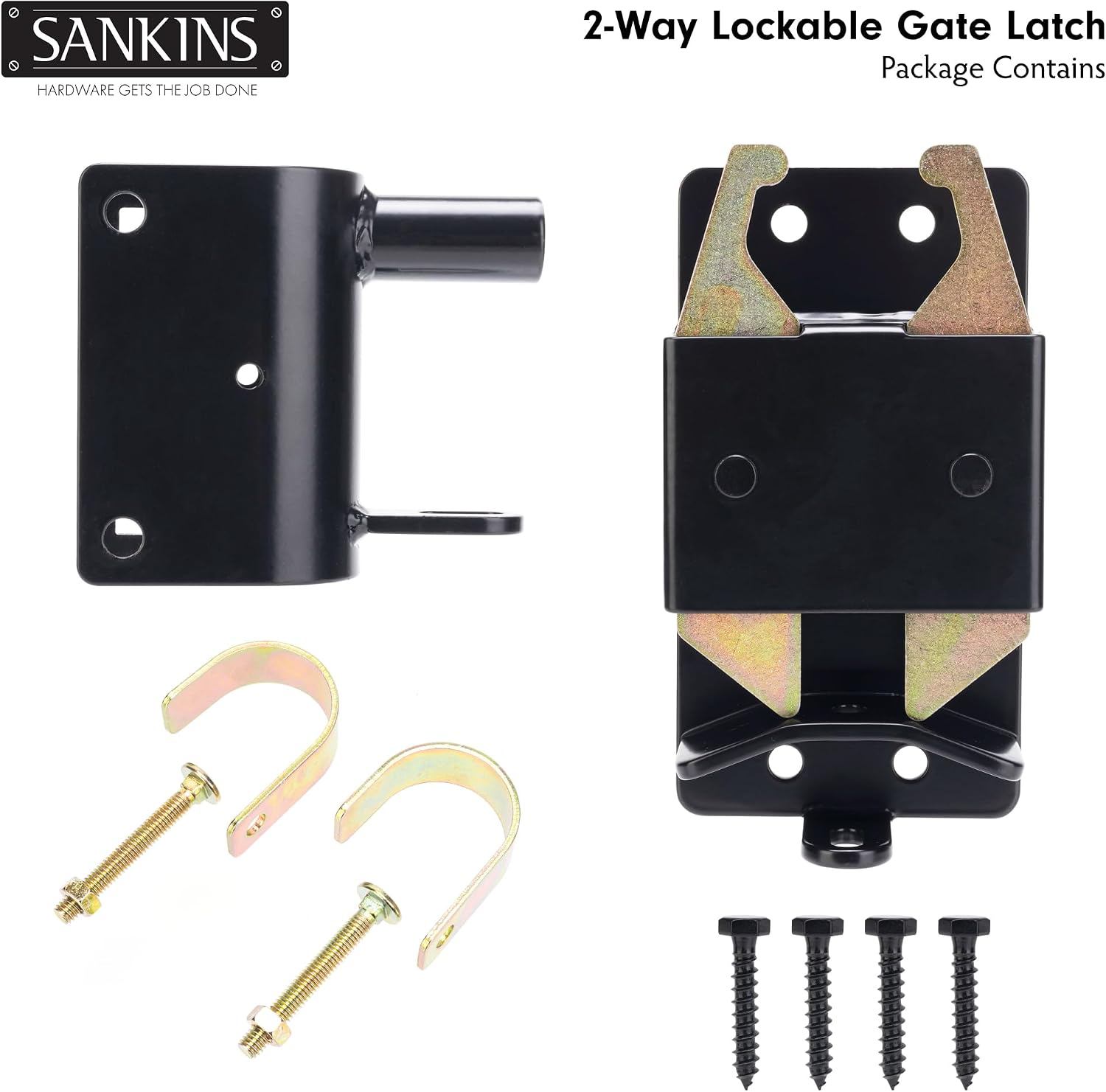 2 Way Heavy Duty Lockable Gate Latch, Black Anti-Sag Farm Gate Latch, Two-Way Livestock Gate Latch Hardware for