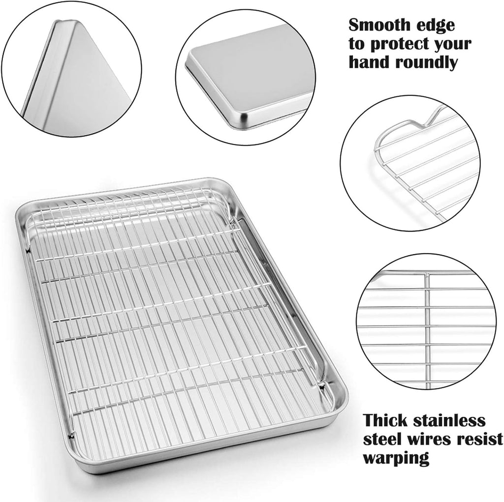 19.6 Inch Baking Sheet with Rack Set, Pans with Flat Racks