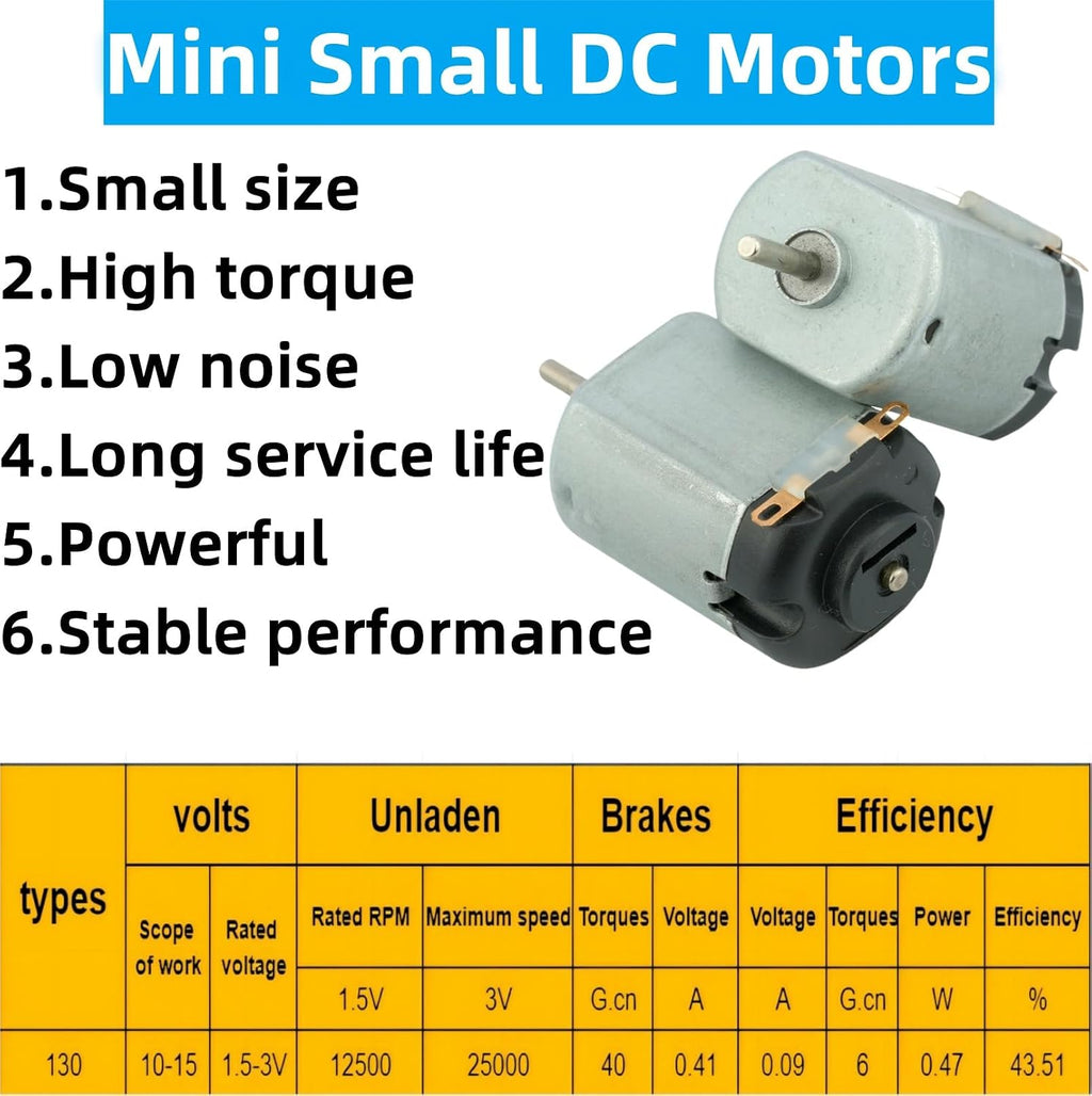 20Pcs Mini Small DC Motors 1.5V 3V 5V 6V 130 Micro Electric Motors