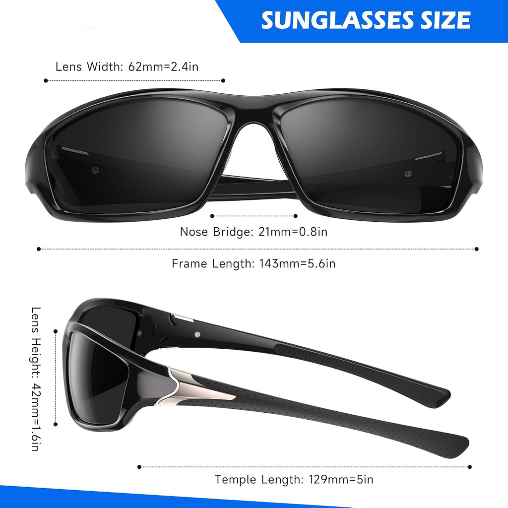 Polarized Sports Sunglasses for Men, Wrap Around Mens Sunglasses UV Protection, Cycling Fishing Running Sun Glasses
