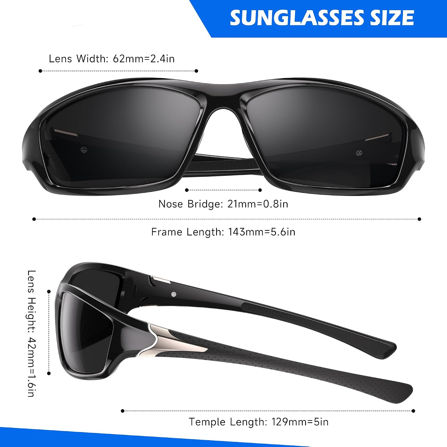 Polarized Sports Sunglasses for Men, Wrap Around Mens Sunglasses UV Protection, Cycling Fishing Running Sun Glasses