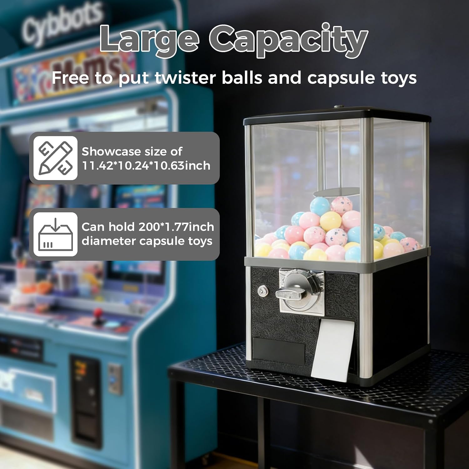 25-Cent Vending Machines, Coin Operated Commercial Large Capacity Gumball Machine Commercial Mini Dispenser Prize
