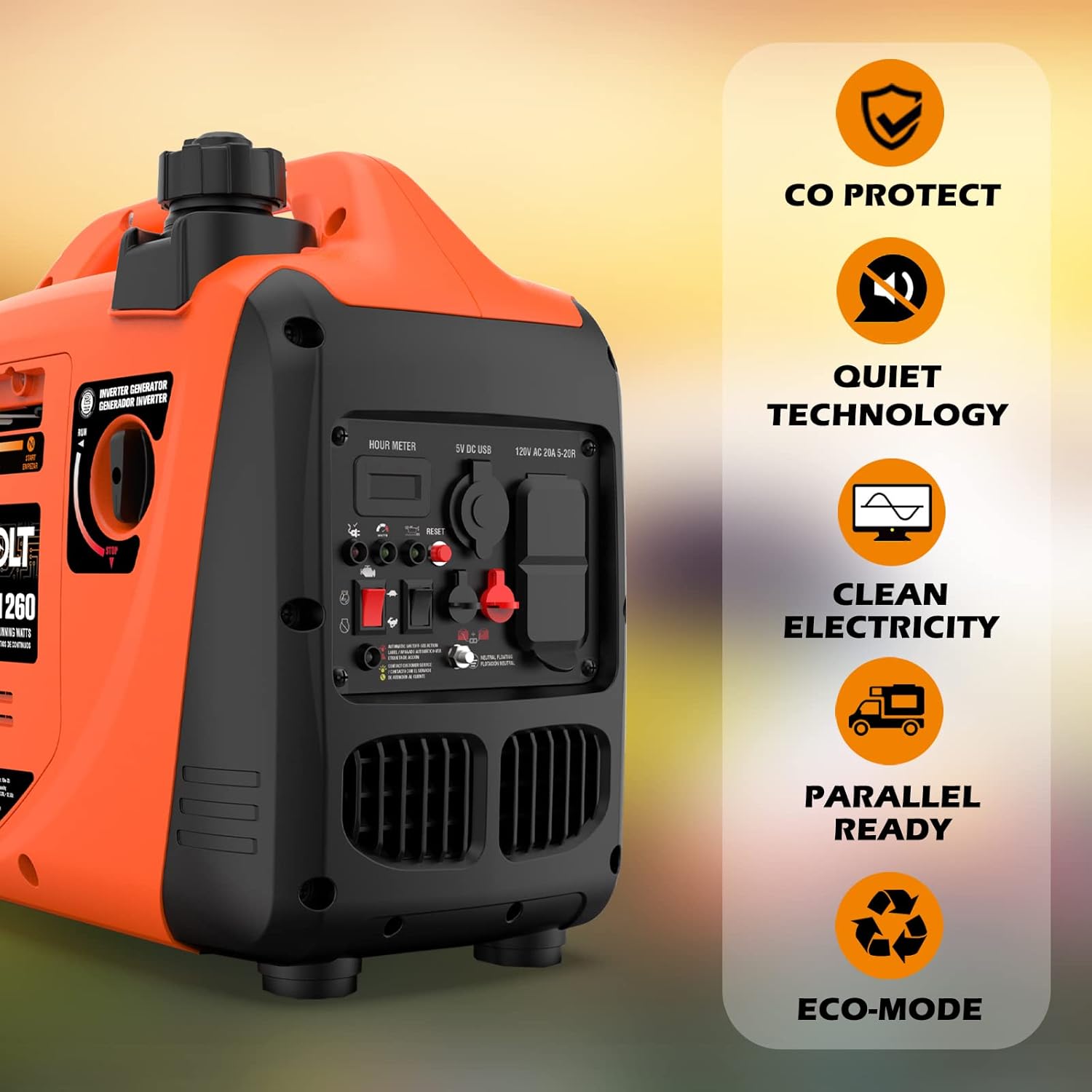 1600W Super Quiet Inverter Generator 28lbs Portable for Camping | Gas Generator. 1260W Running. Super Quiet 57dBA.