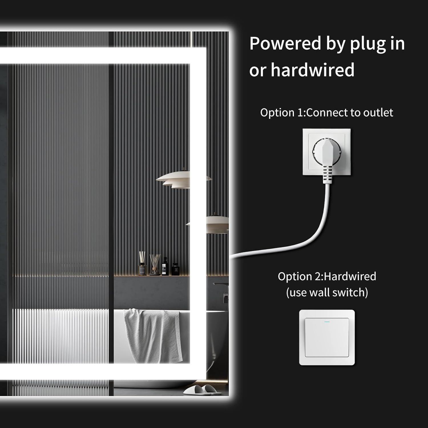 30"x48" LED Bathroom Mirror with Lights | Dimmable，Anti-Fog，Bathroom Vanity Mirror for Wall, Backlit + Front Lit