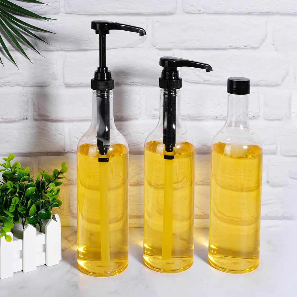 12 Pcs 25 oz Plastic Syrup Bottles with Pump Syrup Dispenser, Black