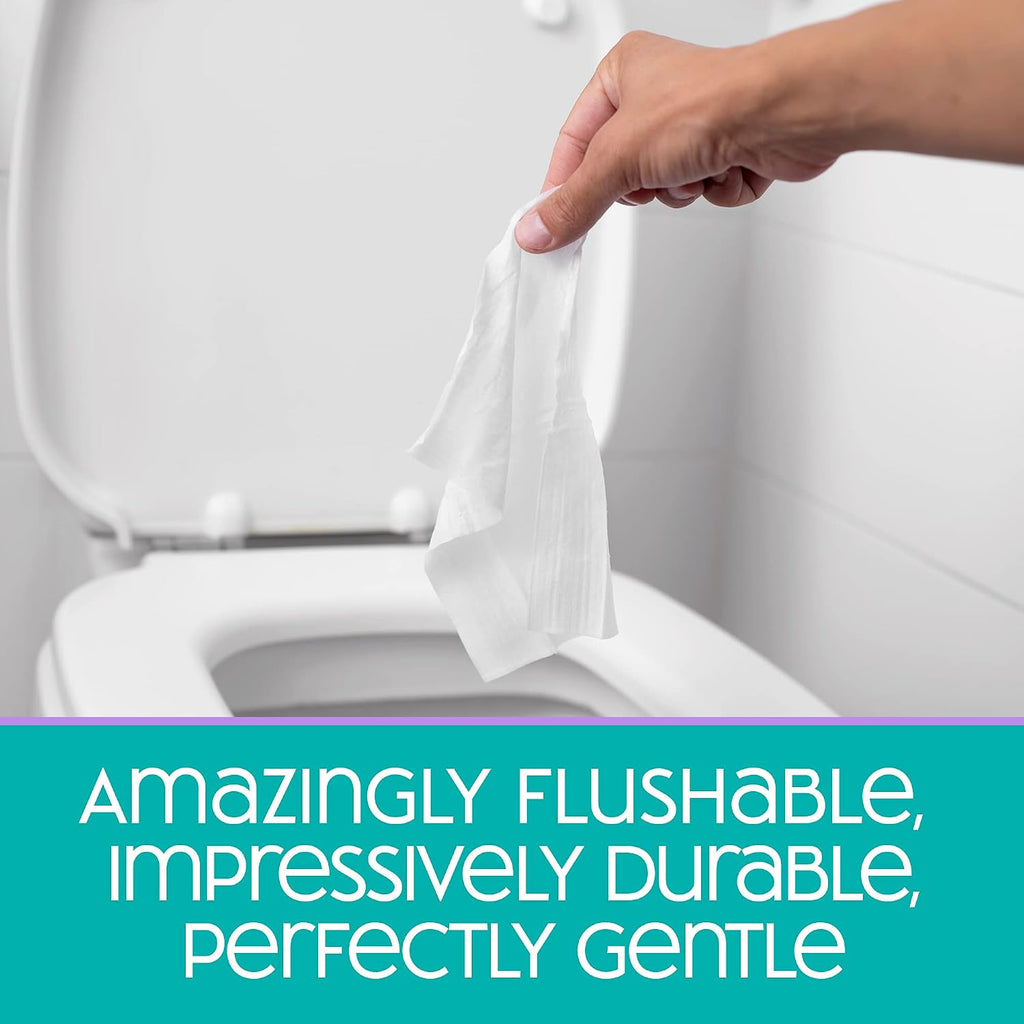 SecureFLUSH Flushable Wet Wipes (42 Count - 6 Packs) | Moist Toilet Tissue with Moisturizing Aloe & Vitamin E | 0%
