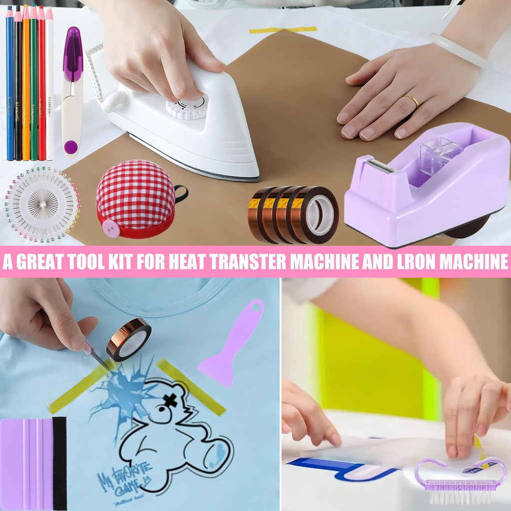 Sublimation Shirts Tool Kits With 8 T Shirt rulers, 3Pack Teflon Sheet for Heat Press 12*16in, Heat Resistant Gloves