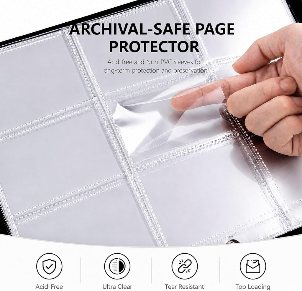 9 Pocket Zip Card Binder, Trading Card Album Holds 1080 Cards, Light Blue | Logo-free design,top-loading