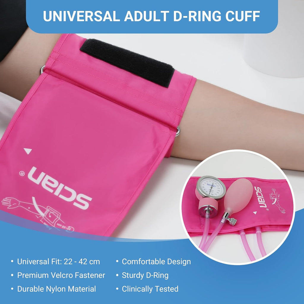 Manual Blood Pressure Cuff - Aneroid Sphygmomanometer with European Cuff 8.7-16.5" and D-Ring, Come with Carrying Bag