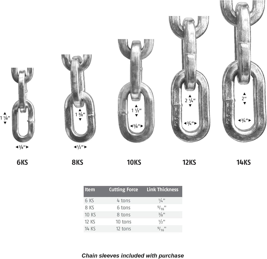 Hardened Steel 14KS 9/16" Thick Square Security Chain | for Bikes, Containers, Trailers, ATV's, Motorcycles and