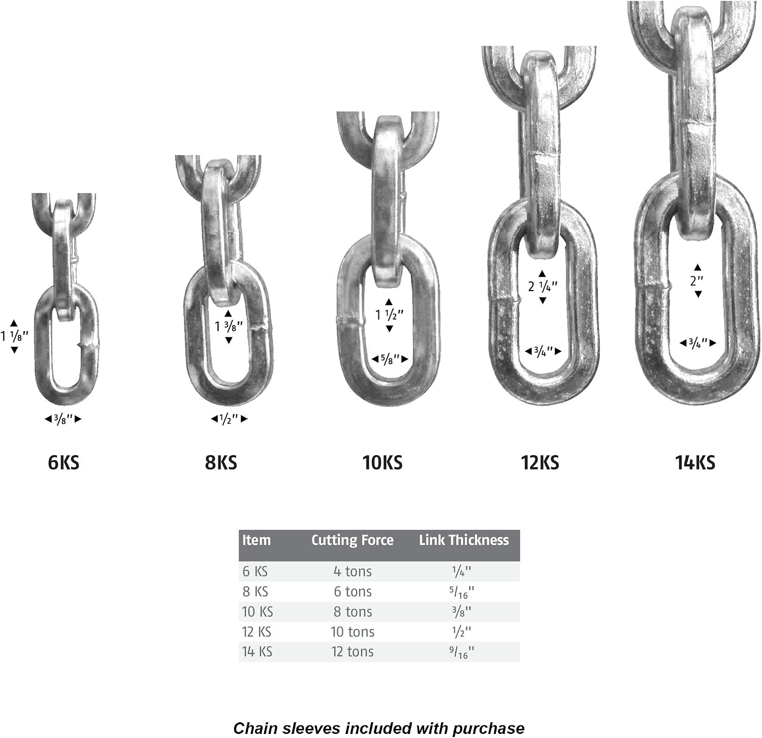 Hardened Steel 14KS 9/16" Thick Square Security Chain | for Bikes, Containers, Trailers, ATV's, Motorcycles and
