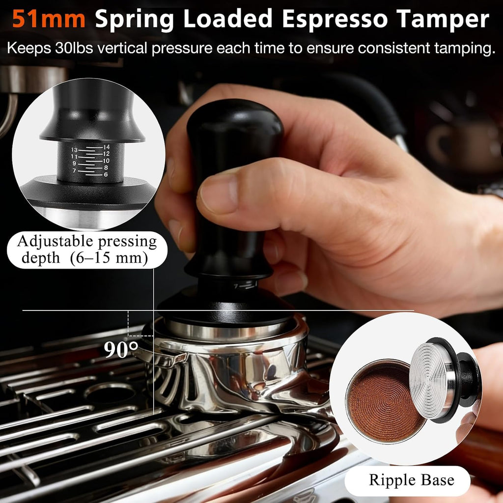 51mm Espresso Accessories Kit with Silicone Tamping Station, 7PCS | Espresso Tools Kit Includes Coffee Tamper