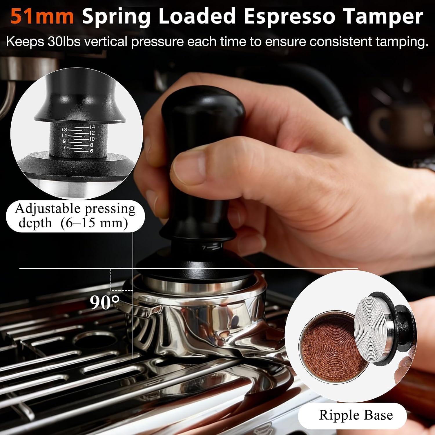 51mm Espresso Accessories Kit with Silicone Tamping Station, 7PCS | Espresso Tools Kit Includes Coffee Tamper