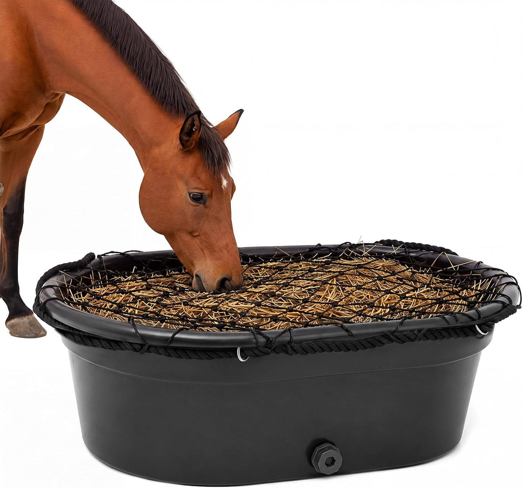 30 Gallon Slow Hay Horse Feeder, Heavy Duty Hay Pan Net Set